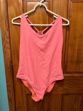 aerie Coral Pink One-Piece Swimsuit with Braided Straps